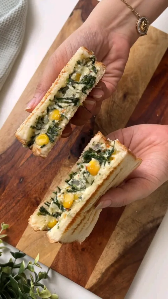 Creamy Spinach Corn Cheese Toast