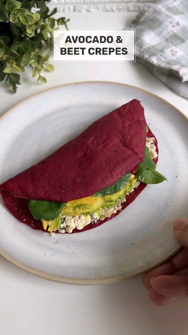 Beetroot Crepes With Veggie Filling