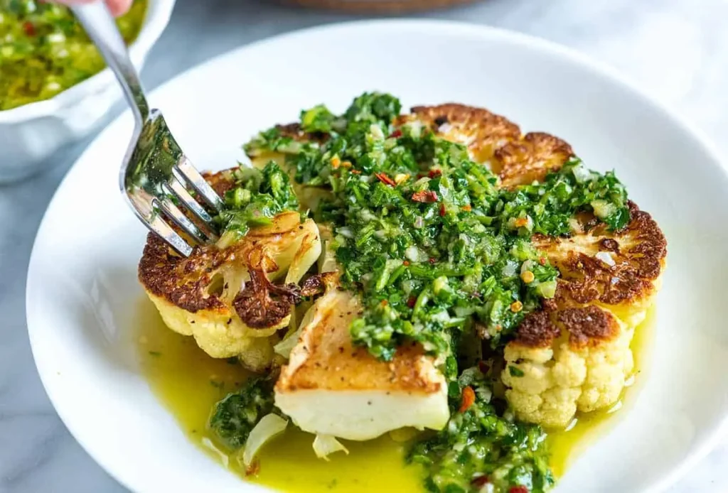 Roasted Cauliflower Steaks With Chimichurri