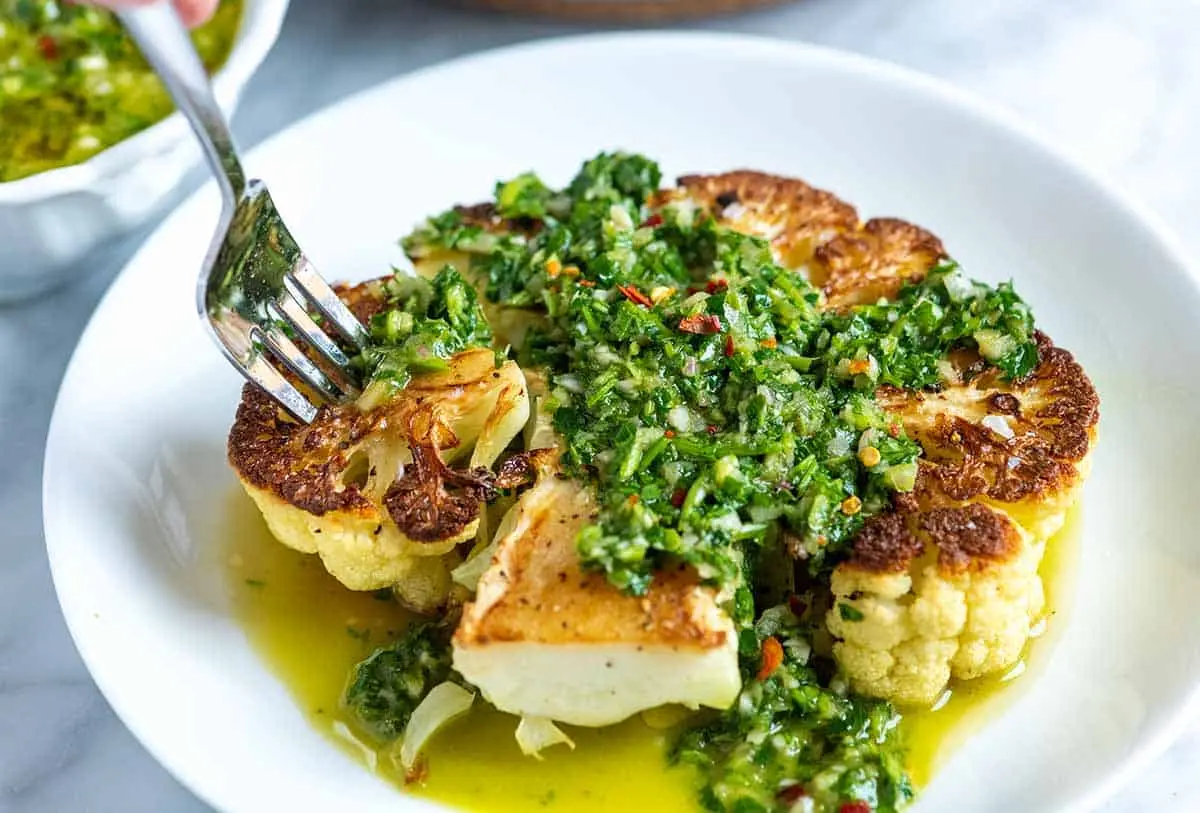 Roasted Cauliflower Steaks With Chimichurri