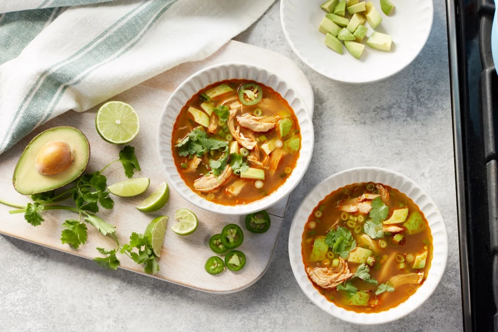 Avocado Soup with Chicken and Lime