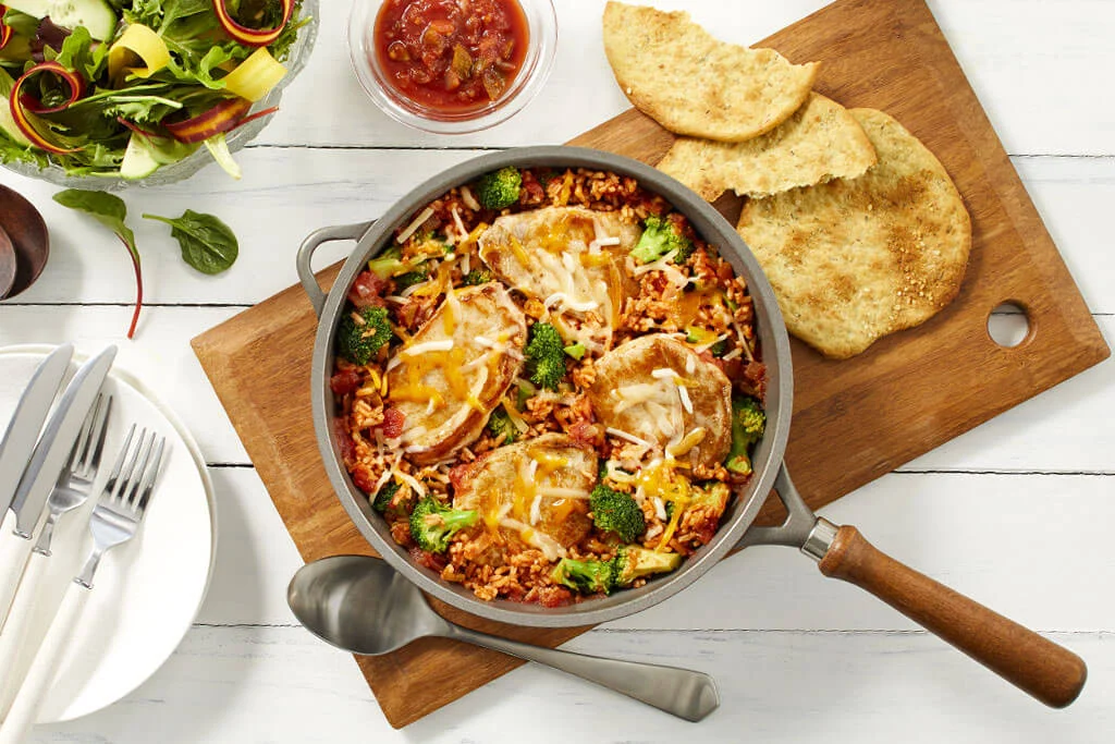 Tex-Mex Pork Chops and Rice Skillet